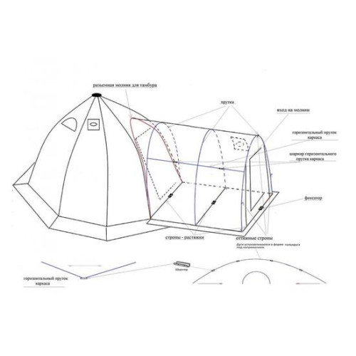 Тамбур-баня БЕРЕГ 2х2 для палаток Берег УП Нового Образца