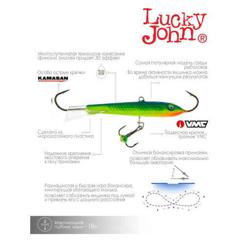 Балансир Lucky John CLASSIC 9 + тр. 90мм/15H блистер
