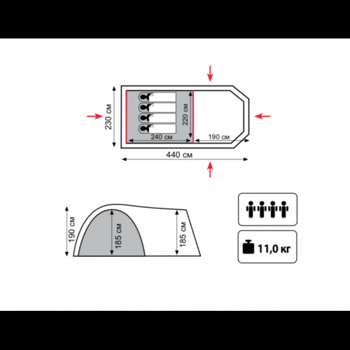 Палатка Кемпинговая Tramp Anaconda 4 (V2)