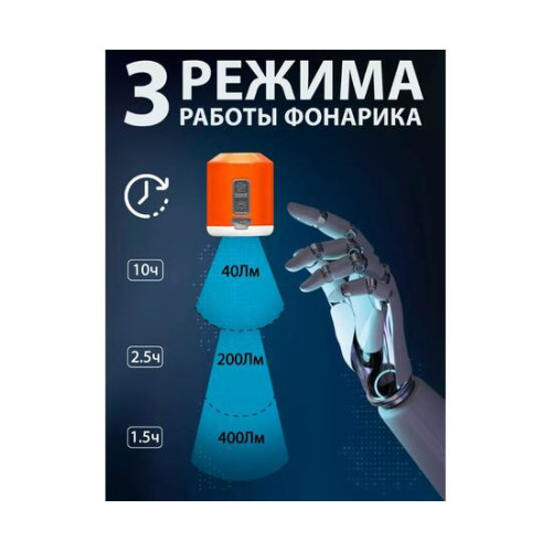 Насос аккумуляторный светодиодный для кемпинга + фонарик GIGA Pump 4.0