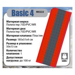 Самонадувающийся коврик BTrace Basic 4 (183х51х3,8 см)