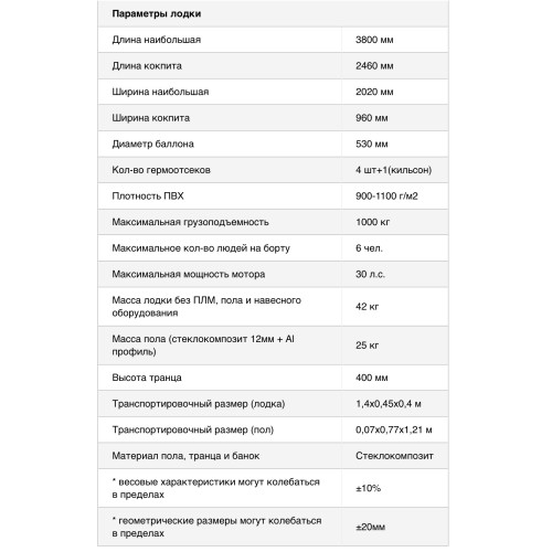 Лодка Polar Bird 380E New Eagle (серый) стеклокомпозит