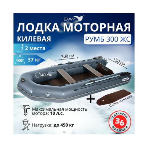 Лодка моторная килевая Румб 300 ЖС серый