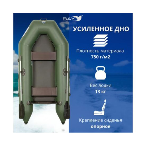 Лодка моторная Румб 260 БС зеленый