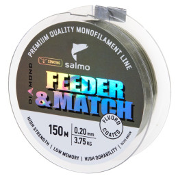 Леска моно. Salmo Diamond FEEDER & MATCH FLUORO COATED Grey 150/023