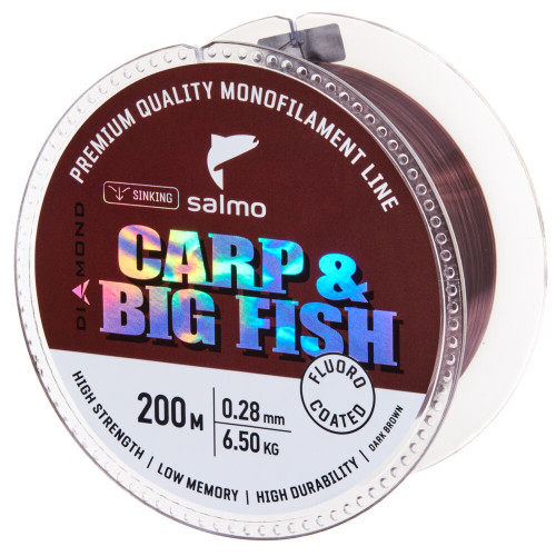 Леска моно. Salmo Diamond CARP & BIG FISH FLUORO COATED Dark Brown 200/034