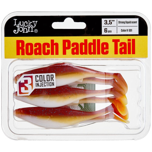 Виброхвосты съедоб. искусст. LJ Pro Series ROACH PADDLE TAIL 3.5in (08.89)/G05 6шт.