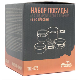 Набор посуды туристической Tramp на 1-2 персоны из анодированного алюминия TRC-075