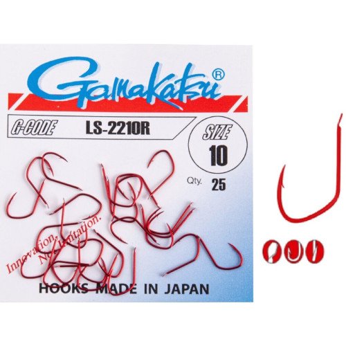 Крючки рыболовные Gamakatsu LS-2210R HOOKS RED #12 (25 шт)