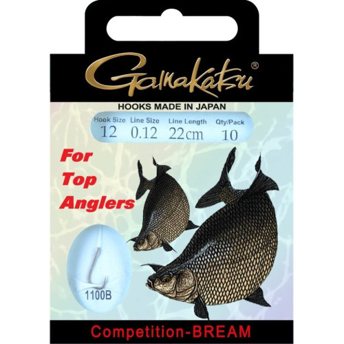 Крючки рыболовные с поводком Gamakatsu BOOKLET BREAM COM 1100B #12-0.12MM 22CM