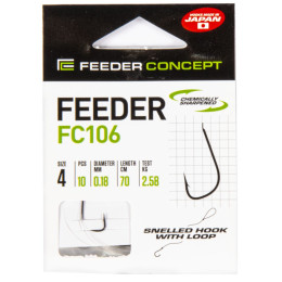 Крючки с поводком FC FEEDER сер. FC106 70см, разм.006, 0,16мм 10шт.
