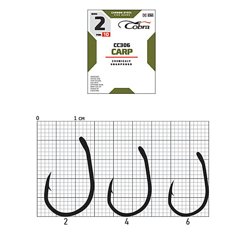 Крючки Cobra CARP KOI сер. CC306 разм. 002 10шт. (C708NSB)