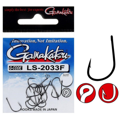 Крючки рыболовные Gamakatsu LS-2033F NEW LABEL EYED HOOKS BLACK #9 (15 шт)