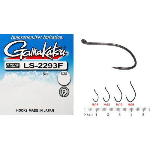 Крючки рыболовные Gamakatsu LS-2293F NEW LABEL EYED HOOKS BLACK #12 (11 шт)