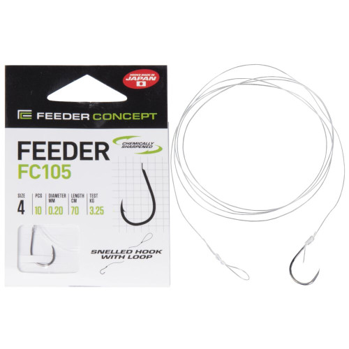 Крючки с поводком FC FEEDER сер. FC105 70см, разм.006, 0,18мм 10шт.