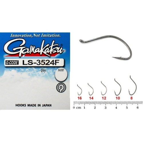 Крючки рыболовные Gamakatsu LS-3524F NEW LABEL EYED HOOKS BLACK # 8 (13 шт)
