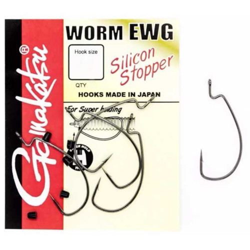 Крючки рыболовные Gamakatsu WORM EWG HOOKS SIL STOPPER BLACK # 1/0 (5 шт)