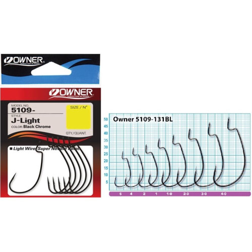 Офсетный крючок OWNER J - LIGHT №1/0 (6шт)