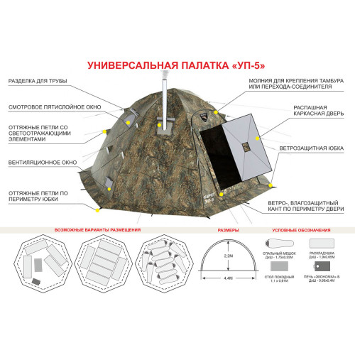 Универсальная палатка Берег УП-5 (440х440/220 см)