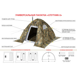 Палатка Берег Спутник-3 ( нового образца ) (200х200/155 см)