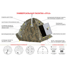 Универсальная палатка Берег УП-2 прут 8 mm (340х340/190 см)