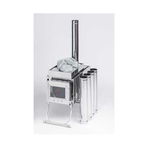 Печь-камин "ИНВЕНТ" малая 440х280х340 (нерж.сталь 0,8 мм) со стационарными экранами + короб для камней