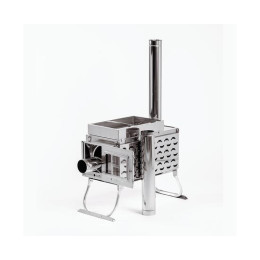 Печь-камин "ИНВЕНТ ПРО" большая 610х350х410 (нерж.сталь 0,8 мм) экраны-трансформеры толщиной 1 мм. + короб для камней