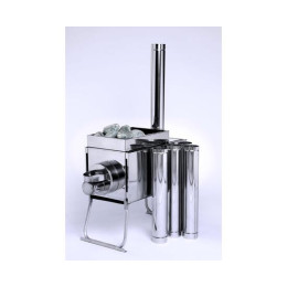 Печь "ИНВЕНТ" экономка большая 670х350х405 (нерж.сталь 0,8 мм) со стационарными экранами + короб для камней