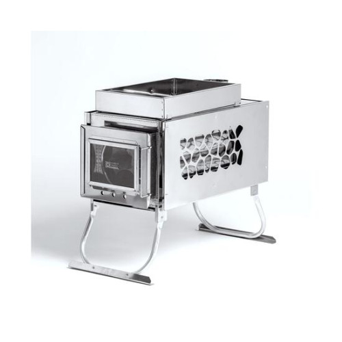 Печь-камин "ИНВЕНТ" 3D малый 440х280х340 (нерж.сталь 0,8 мм) со стационарными экранами + короб для камней