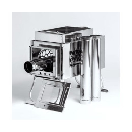 Печь-камин "ИНВЕНТ" 3D малый 440х280х340 (нерж.сталь 0,8 мм) со стационарными экранами + короб для камней