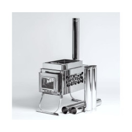 Печь-камин "ИНВЕНТ" 3D малый 440х280х340 (нерж.сталь 0,8 мм) со стационарными экранами + короб для камней