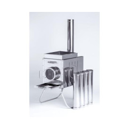 Печь-камин "Армейская" 700х355х510 (нерж.сталь 1,0 мм) со стационарными экранами + короб для камней с кочергой