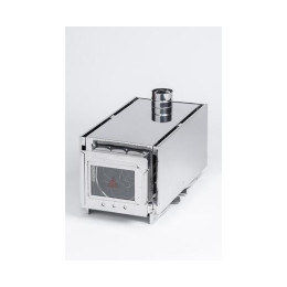 Печь-камин "ИНВЕНТ" большая 610х350х410 (нерж.сталь 0,8 мм) со стационарными экранами + короб для камней