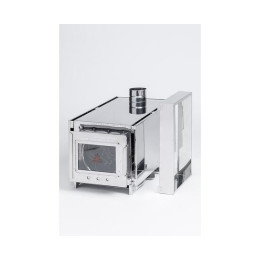 Печь-камин "ИНВЕНТ" большая 610х350х410 (нерж.сталь 0,8 мм) со стационарными экранами + короб для камней