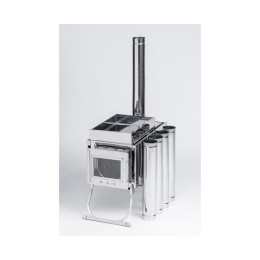 Печь-камин "ИНВЕНТ" большая 610х350х410 (нерж.сталь 0,8 мм) со стационарными экранами + короб для камней