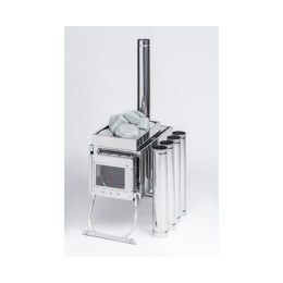 Печь-камин "ИНВЕНТ" большая 610х350х410 (нерж.сталь 0,8 мм) со стационарными экранами + короб для камней