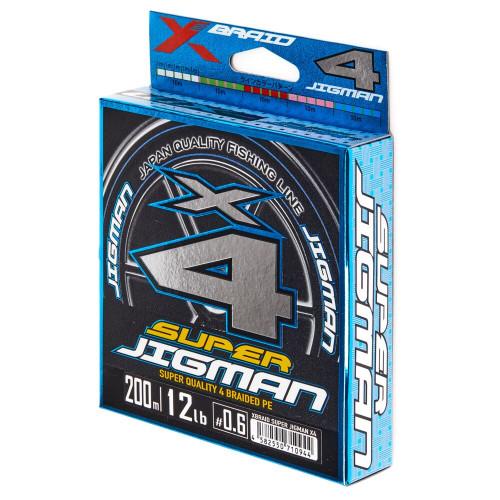 Шнур плетёный YGK X-BRAID SUPER JIGMAN X4 200m, PE 1.2, 0.181mm
