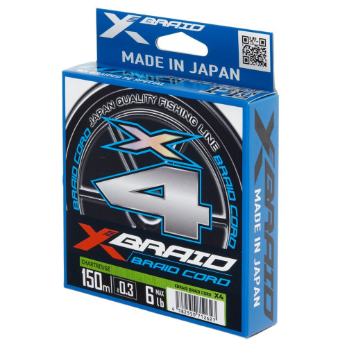 Плетеный шнур YGK X-BRAID BRAID CORD X4 150m-1.0/0,171mm 18lb