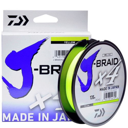 Плетеный шнур Daiwa J-Braid X4E 0.19mm-135m yellow