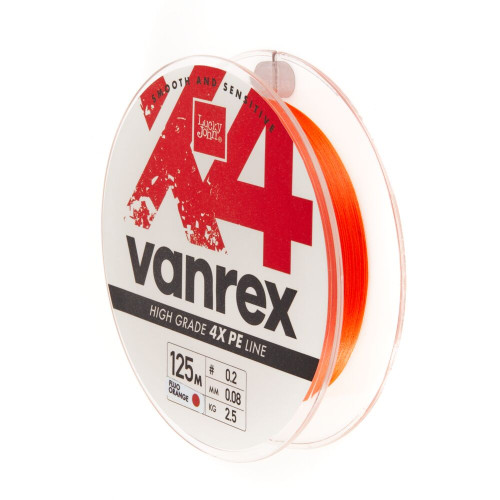 Шнур плет. Lucky John Vanrex х4 BRAID Fluo Orange 125/014