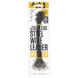 Поводки стал. 7x7 Lucky John SSW оснащ. вертл. и вертл. с застёж. d 0.55мм/12кг/15см/ набор 20шт.