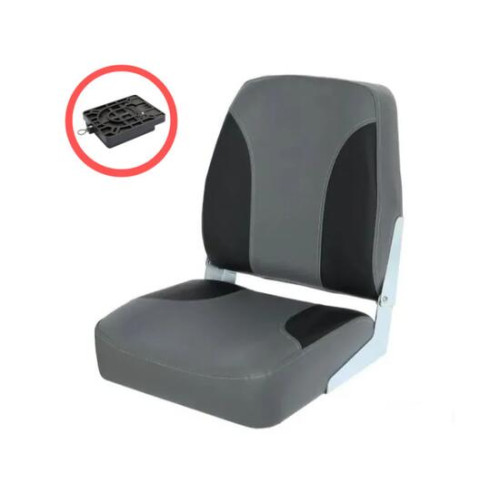 Кресло мягкое с поворотным механизмом для лодок ПВХ Патриот серо-черный