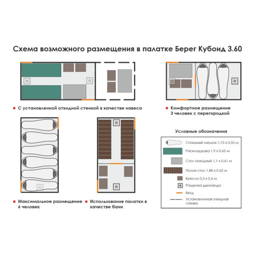 Универсальная палатка Берег Кубоид 3.60 (360х180/190 см)