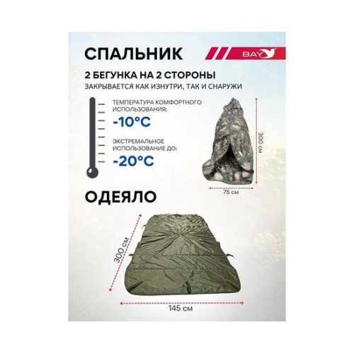 Спальный мешок Трансформер 12 олива -10 (300х145)