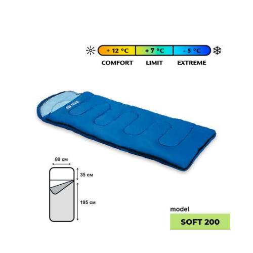 Спальный мешок Golden Shark Soft 200, 230х80см правая молния