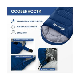 Спальный мешок RSP SLEEP 450 синий, левая молния