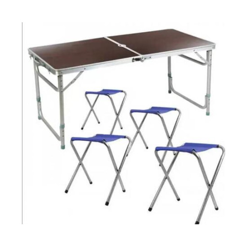 Стол туристический 60*120см (темное дерево) + 4 стула / C-4-60*120-WD