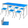 Набор раскладной стол и 6 стульев 60*180см синий усиленный