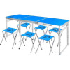 Набор раскладной стол и 6 стульев 60*180см синий усиленный