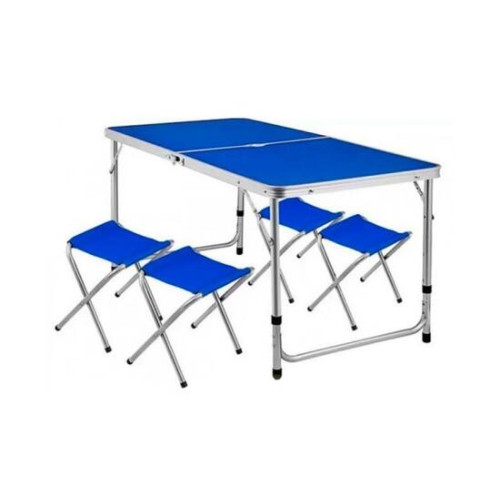 Стол туристический усилинный 60*120см (синий)+ 4 стула / A-4-60*120-BL